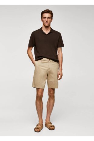 شلوار بژ فاق نرمال مردانه مانگو 57065957