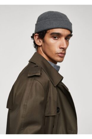 کلاه لبه دار خاکستری مردانه مانگو 57065996