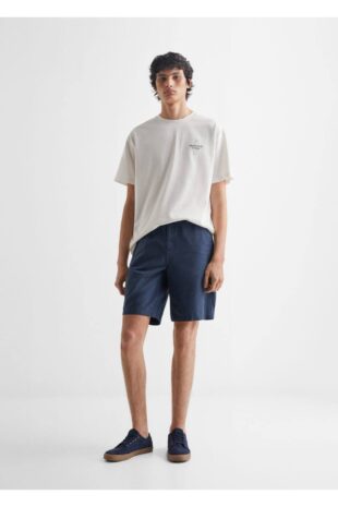 شلوارک آبی فاق نرمال مردانه مانگو 47016313