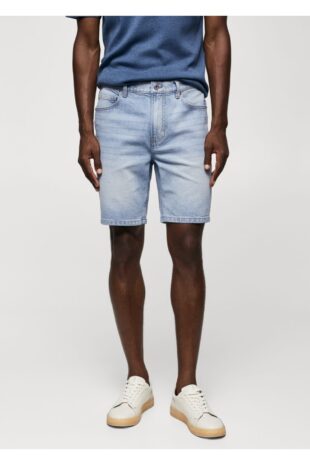 شلوار آبی فاق نرمال مردانه مانگو 57010679