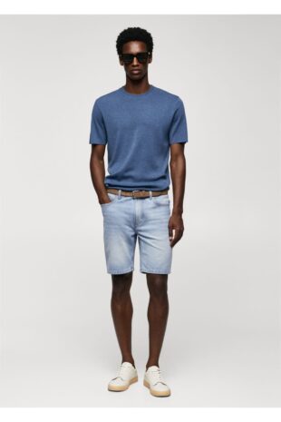 شلوار آبی فاق نرمال مردانه مانگو 57010679