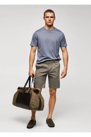 شلوار قهوه ای فاق نرمال مردانه مانگو 57040551