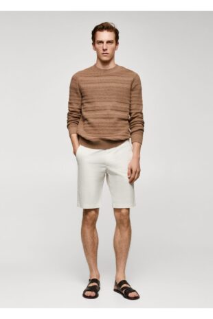 شلوار سفید فاق نرمال مردانه مانگو 57040568