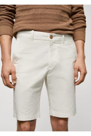 شلوار سفید فاق نرمال مردانه مانگو 57040568