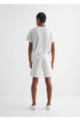 شلوارک سفید فاق نرمال مردانه مانگو 47086310