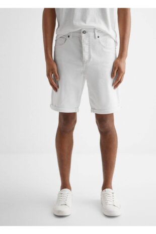 شلوارک سفید فاق نرمال مردانه مانگو 47086310