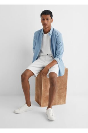 شلوارک سفید فاق نرمال مردانه مانگو 47086310