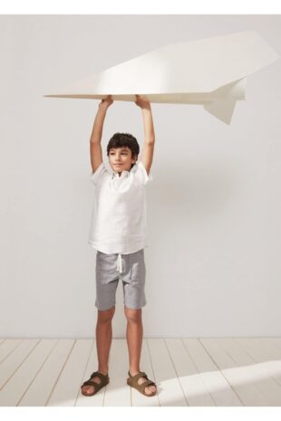 شلوارک خاکستری فاق نرمال پسرانه مانگو 47087836