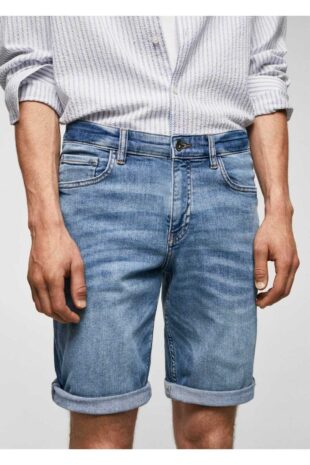 شلوار آبی فاق نرمال مردانه مانگو 57010681