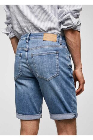 شلوار آبی فاق نرمال مردانه مانگو 57010681