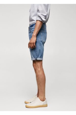 شلوار آبی فاق نرمال مردانه مانگو 57010681