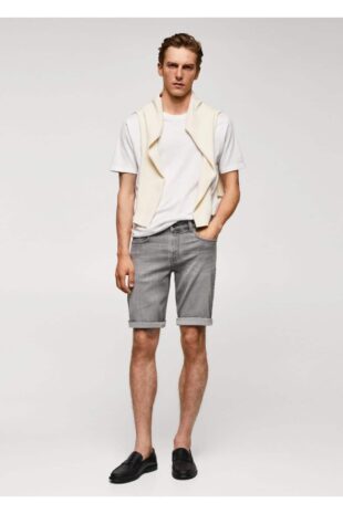 شلوار خاکستری فاق نرمال مردانه مانگو 57010682