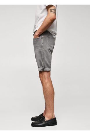 شلوار خاکستری فاق نرمال مردانه مانگو 57010682