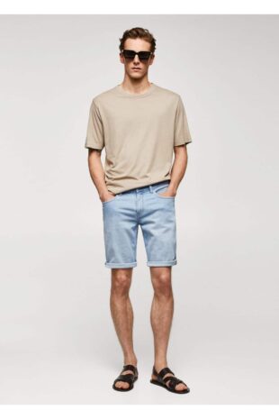 شلوار آبی فاق نرمال مردانه مانگو 57010683