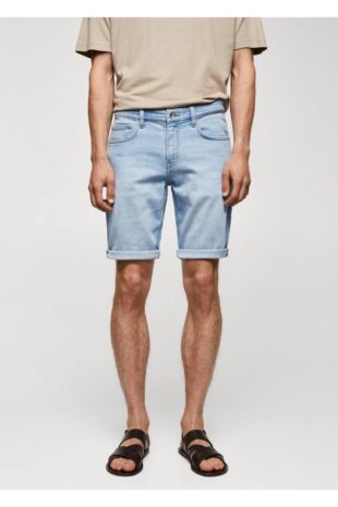 شلوار آبی فاق نرمال مردانه مانگو 57010683