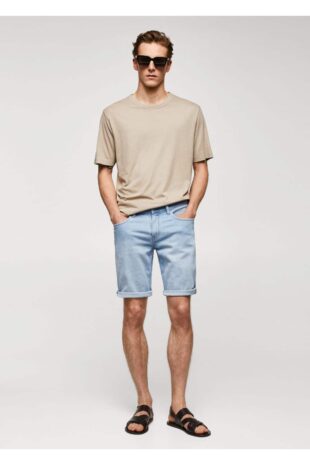 شلوار آبی فاق نرمال مردانه مانگو 57010683