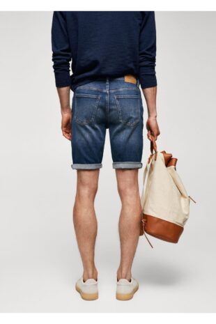 شلوار آبی فاق نرمال مردانه مانگو 57010684