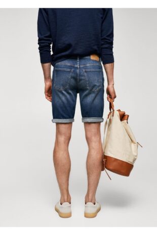 شلوار آبی فاق نرمال مردانه مانگو 57010684