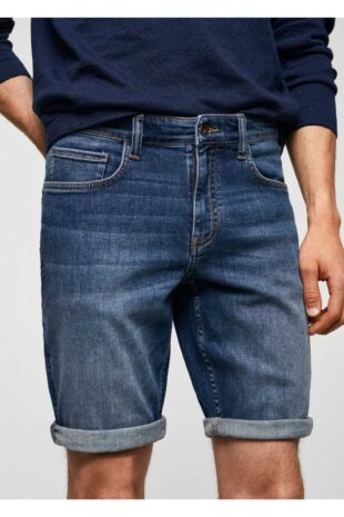 شلوار آبی فاق نرمال مردانه مانگو 57010684