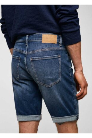 شلوار آبی فاق نرمال مردانه مانگو 57010684