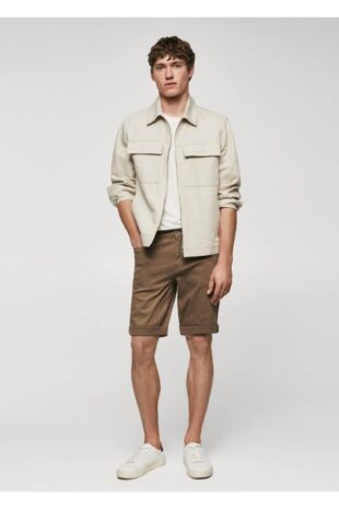 شلوار قهوه ای فاق نرمال مردانه مانگو 57040688