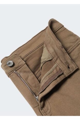 شلوار قهوه ای فاق نرمال مردانه مانگو 57040688