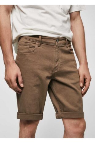 شلوار قهوه ای فاق نرمال مردانه مانگو 57040688