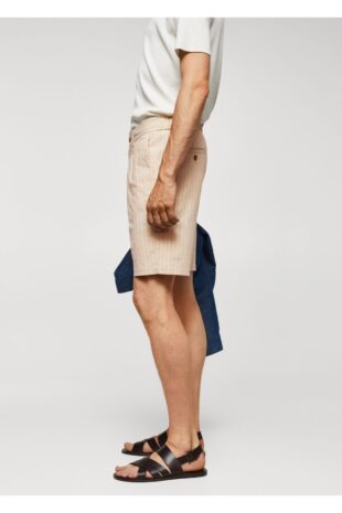 شلوار بژ فاق نرمال مردانه مانگو 57052503