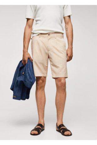 شلوار بژ فاق نرمال مردانه مانگو 57052503