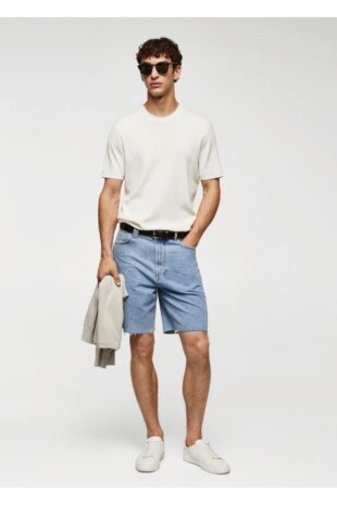 شلوار آبی فاق نرمال مردانه مانگو 57074400