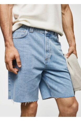 شلوار آبی فاق نرمال مردانه مانگو 57074400