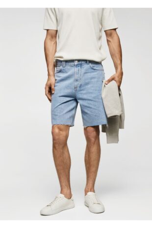 شلوار آبی فاق نرمال مردانه مانگو 57074400