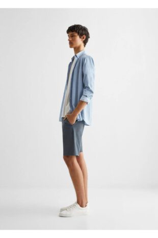 شلوارک آبی فاق نرمال مردانه مانگو 47075929