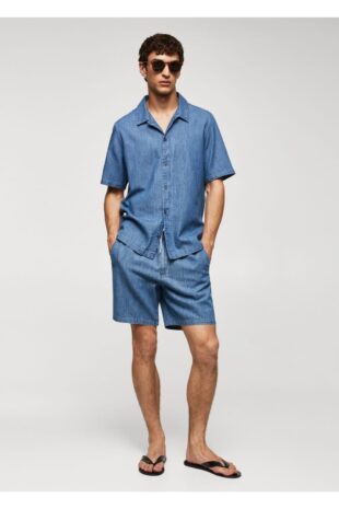 شلوار آبی فاق نرمال مردانه مانگو 57040686