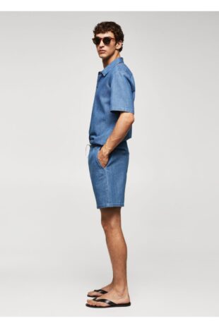 شلوار آبی فاق نرمال مردانه مانگو 57040686