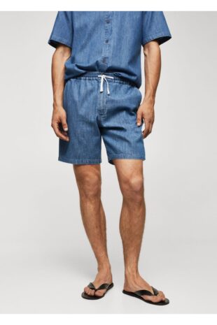 شلوار آبی فاق نرمال مردانه مانگو 57040686