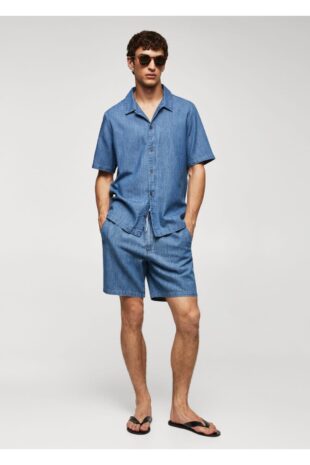 شلوار آبی فاق نرمال مردانه مانگو 57040686