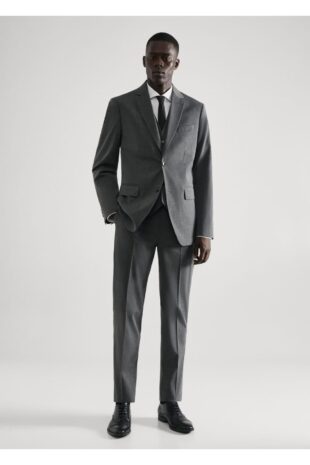 کت خاکستری مردانه مانگو 57030015