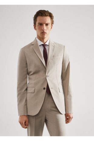 کت بژ مردانه مانگو 57040550