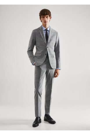 کت خاکستری مردانه مانگو 57050656