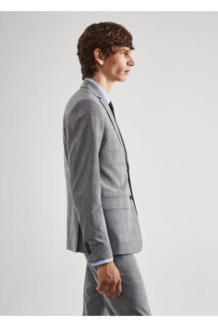 کت خاکستری مردانه مانگو 57050656