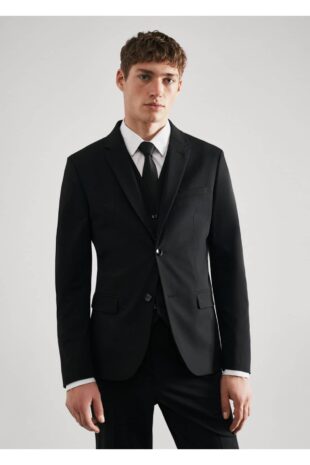 کت سیاه مردانه مانگو 57040557