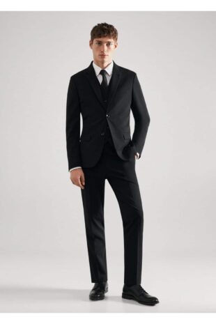 کت سیاه مردانه مانگو 57040557