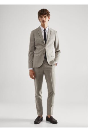 کت بژ مردانه مانگو 57040667