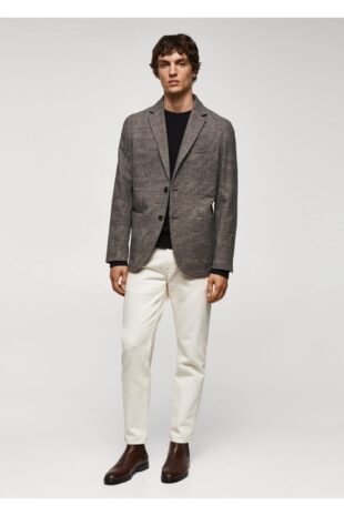 کت قهوه ای مردانه مانگو 57057709