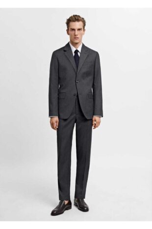 کت خاکستری مردانه مانگو 57095970