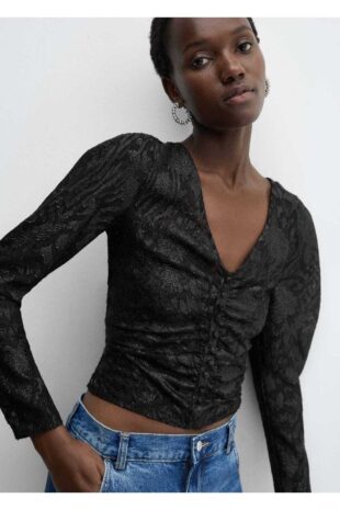 بلوز سیاه زنانه مانگو 57039109