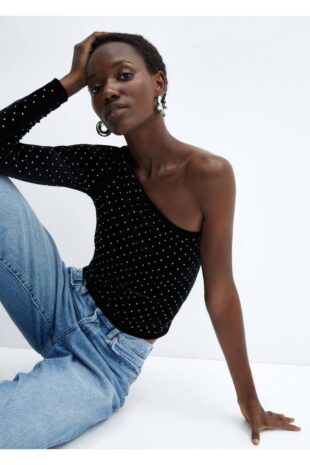 تی شرت سیاه زنانه مانگو 57069098