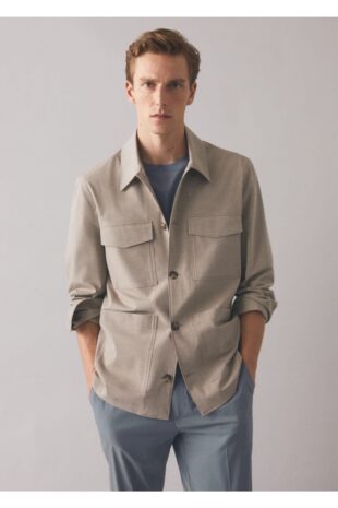 کت بژ مردانه مانگو 57022503