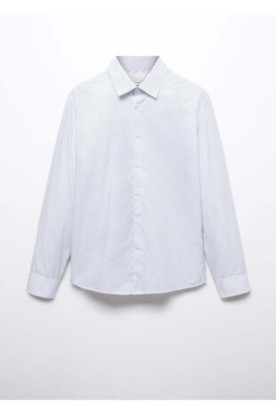 پیراهن آبی مردانه مانگو 57004395